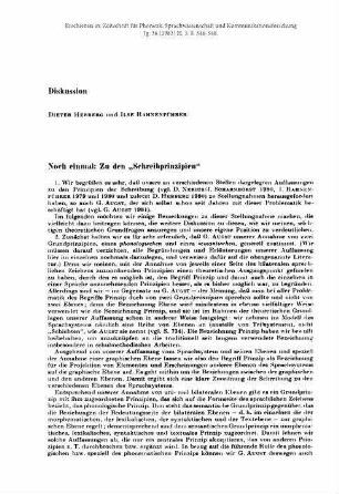 Noch einmal: Zu den "Schreibprinzipien"