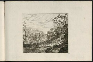 158r-158v, Hügellandschaft mit Burg und Stromschnelle