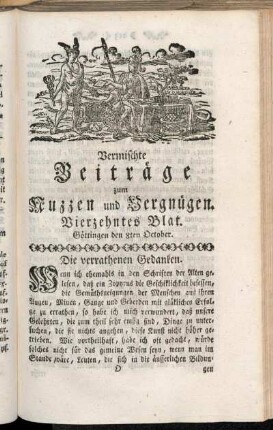 Vierzehntes Blat, ... den 8ten October