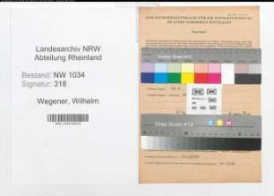 Entnazifizierung Wilhelm Wegener , geb. 01.09.1883 (Oberstabsveterinaer)