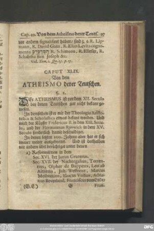 Caput XLIX. Von derm Atheismo derer Teutschen.