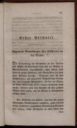 Erster Abschnitt. Allgemeine Bemerkungen über Geschwüre an den Beinen.