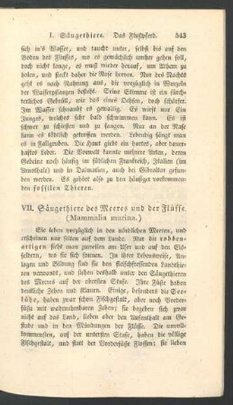 VII. Saeugethiere des Meeres und der Fluesse. (Mammalia marina.)