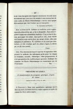 Théorème de lexell.