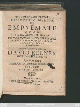 Disputatio Medica, De Empyemate
