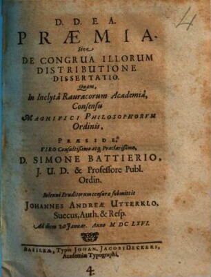 Praemia sive de congrua illorum distributione dissertatio