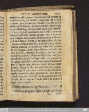 Oratione del beato Cipriano martire. C. 38