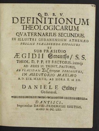 Definitionum Theologicarum Quaternarius Secundus