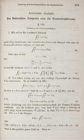 Achzehnter Abschnitt. Die Eulerschen Integrale oder die Gammafunktionen.