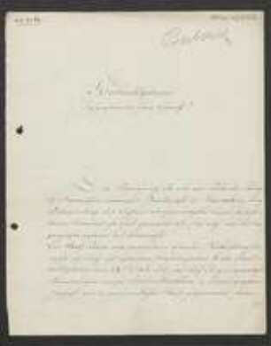 Brief von Alexander Konrad von Vrints-Berberich an Unbekannt
