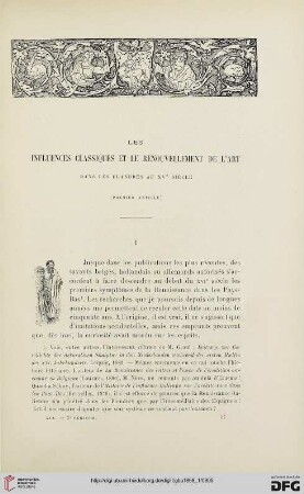 3. Pér. 19.1898: Les influences classiques et le renouvellement de l'art dans les Flandres au XVe siècle, [1]