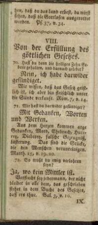 VIII. Von der Erfüllung des göttlichen Gesetzes. = VIII. Wot teho dopelnenja tych Bosżich kasnjow.