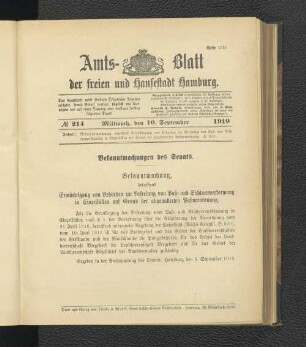 No.214, Mittwoch, den 10. September 1919