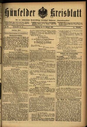 Ausgabe vom Samstag, den 15. Februar 1919.
