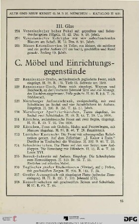C. Möbel und Einrichtungsgegenstände (Nr. 227-261)