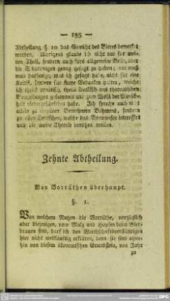Zehnte Abtheilung. Von Vorräthen überhaupt