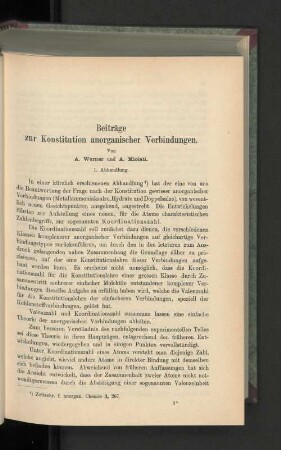 Beiträge zur Konstitution anorganischer Verbindungen.