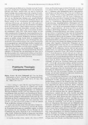 779-783 [Rezension] Hahne, Werner, De arte celebrandi, oder Von der Kunst, Gottesdienst zu feiern