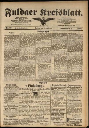 Zweite Ausgabe vom Freitag, den 19. Februar 1904.
