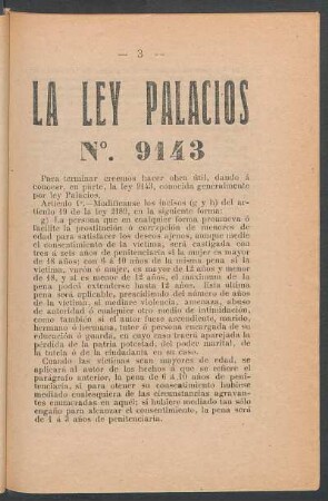 La ley Palacios No. 9143