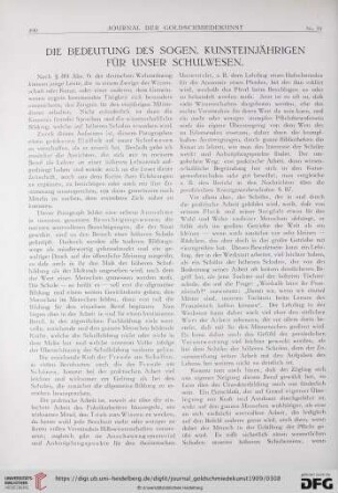 Die Bedeutung des sogen. Kunsteinjährigen für unser Schulwesen