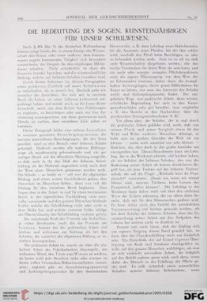 Die Bedeutung des sogen. Kunsteinjährigen für unser Schulwesen