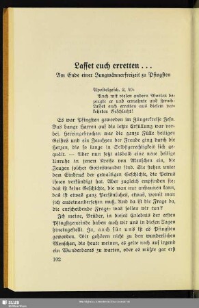 Lasset euch erretten ...