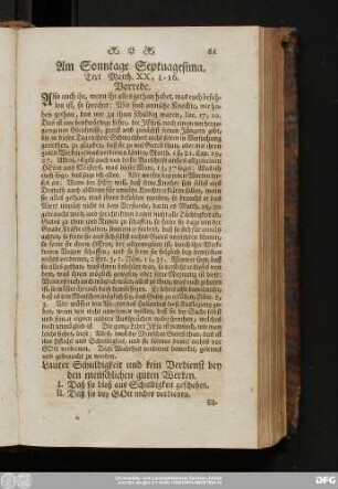 Am Sonntage Septuagesima. Text Matth. XX, 1 - 16.