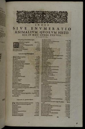 Index Sive Enumeratio Animalium [...]