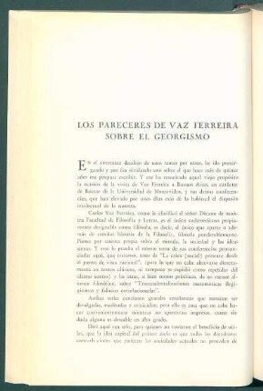 Los pareceres de Vaz Ferreira sobre el georgismo