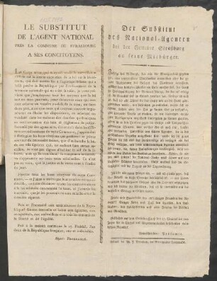 Le Substitut De L'Agent National Près La Commune De Strasbourg A Ses Concitoyens