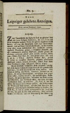 No. 3. Den 10ten Januar 1791.