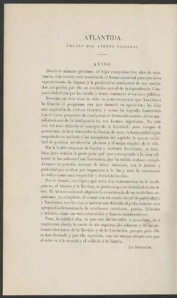 Atlántida - Órgano del Ateneo Nacional