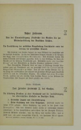 Erster Abschnitt. Das Zeitalter Friedrichs II. des Großen
