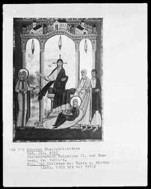Perikopenbuch Kaiser Heinrichs II. für den Bamberger Dom — Christus bei Maria und Martha, Folio 162recto