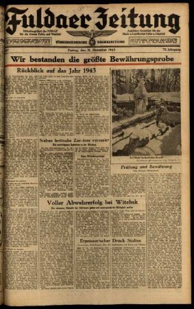 Ausgabe vom Freitag, den 31. Dezember 1943.
