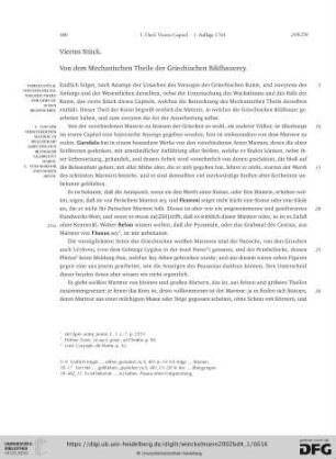 Viertes Stück: Von dem Mechanischen Theile der Griechischen Bildhauerey
