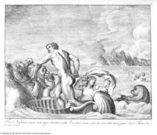 Francisci Albani et Domenici Zampieri ... celeberrimas picturas opere albario expressas ... Florentiae 1754, Part. zu der Geschichte Phaetons; der Zorn des Neptun