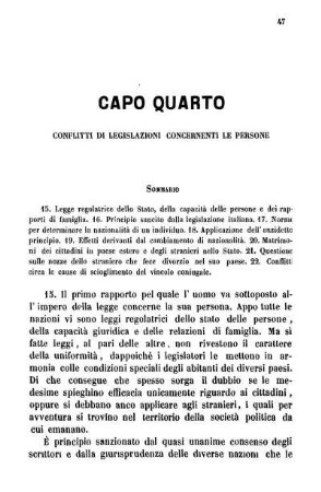 Capo Quarto Conflitti Di Legislazioni Concernenti Le Persone