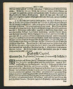 Das erste Capitel, Worinn Hn. D. Muhlii Chiliasmus Summarisch bestehe?