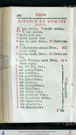 Litaniae de Nomine Jesu.