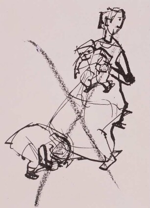 Sitzende Frau mit Kind, davor ein gebücktes Kind (verworfene Arbeit)