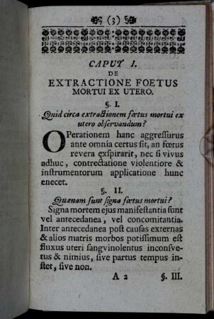 Caput I. De extractione foetus mortui ex utero.
