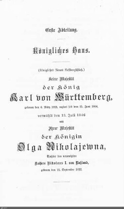 Königshaus Württemberg