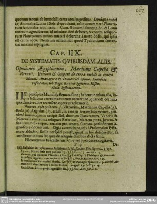 Cap. IIX. De Systematis Quibusdam Aliis