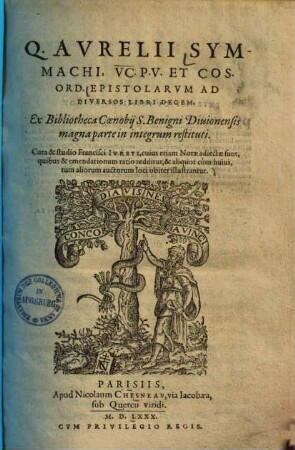 Epistolarum ad diversos libri decem : ex bibliotheca Coenobii S. Benigni Divionensis magna parte in integrum restituti