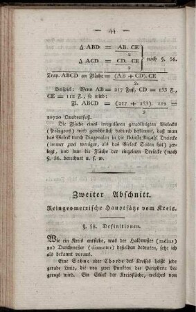 Zweiter Abschnitt. Reingeometrische Sätze vom Kreis.