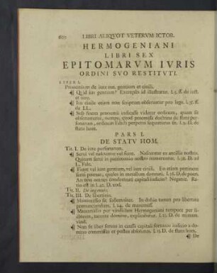 Hermogeniani libri sex epitomarum iuris ordini suo restituti.