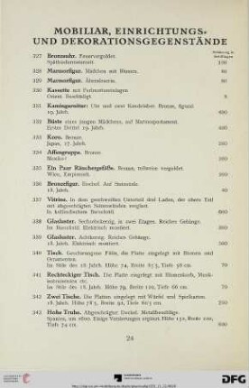 Mobiliar, Einrichtungs- und Dekorationsgegenstände (Nr. 327-358)