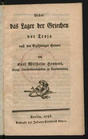 Ueber das Lager der Griechen vor Troja nach den Erzählungen Homers